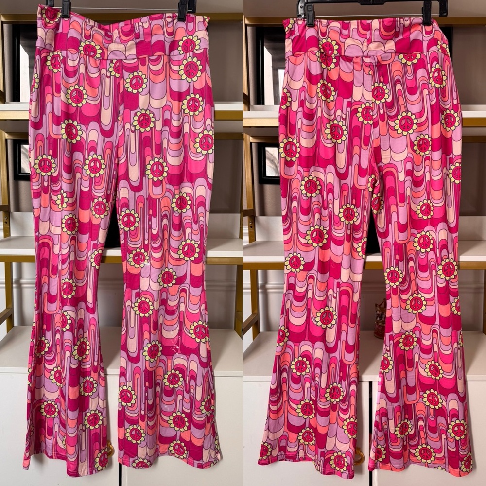 Deerose Pink and Purple Retro Patterned Pants